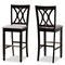 Baxton Studio Calista Grey Upholstered and Espresso Wood 2-Piece Bar Stool Set 167-10854 - alternate 1